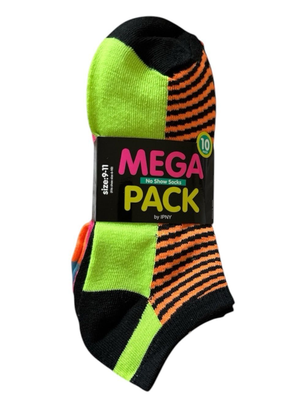 Tipitoe Womens No Show Socks 10 Pack Animal Print Stripes Size 9-11 Shoe 6-10